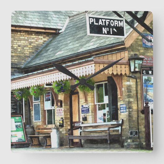 ZUGSTATIONEN QUADRATISCHE WANDUHR (Vorderseite)