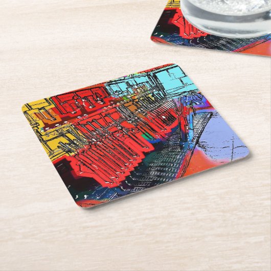 ZUGSTATIONEN RECHTECKIGER PAPPUNTERSETZER (angewinkelt)