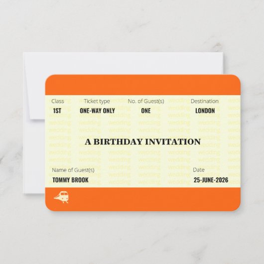 Zugticket inspiriert | Geburtstag Einladung (Vorderseite)