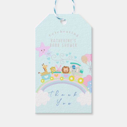 Zugtiere Baby Pastel Blue Geschenkanhänger (Vorderseite)