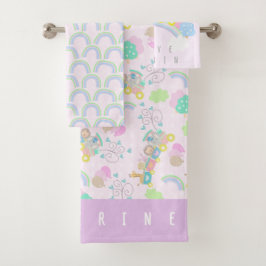 Zugtiere Pink Baby Blanket Badhandtuch Set