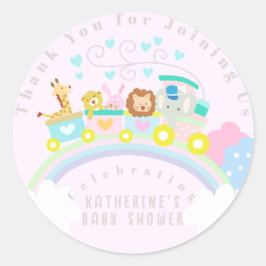 Zugtiere rosa runder aufkleber