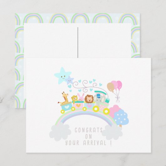 Zugtiere weiß postkarte (Vorne/Hinten)