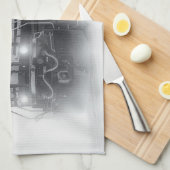 Zugtrassen Schwarz-Weiß Geschirrtuch (Viertel Falte)