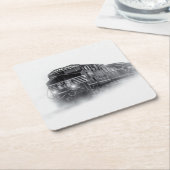 Zugtrassen Schwarz-Weiß Rechteckiger Pappuntersetzer (angewinkelt)