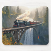 Zugtreppe mit Vintager Dampflokomotive Mousepad (Vorne)