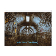 Zugtunnel mit Graffiti Postkarte