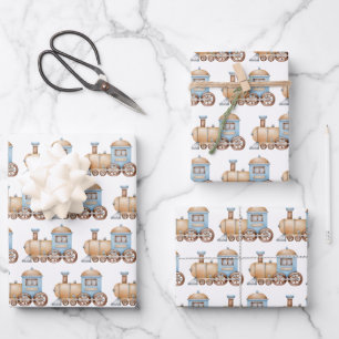 Zugverpackungspapier, Lokomotiv-Geschenkverpackung Geschenkpapier Set