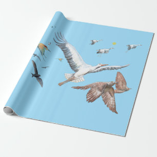 Zugvögel, die ihre Flüge aufspüren Illustration Geschenkpapier