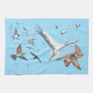 Zugvögel, die ihre Flüge aufspüren Illustration Geschirrtuch