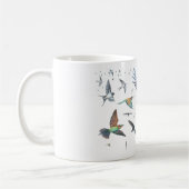 Zugvögel, die ihre Flüge aufspüren Illustration Kaffeetasse (Links)