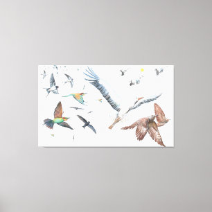 Zugvögel, die ihre Flüge aufspüren Illustration Leinwanddruck