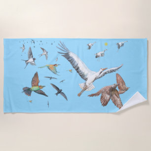 Zugvögel, die ihre Flüge aufspüren Illustration Strandtuch