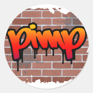 Zuhälter-Graffiti-Design Runder Aufkleber