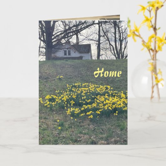 Zuhause, 5 Zoll x 7 Zoll geklappte Grußkarte Karte (Gelbe Blume)