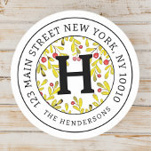 Zuhause Address Chic Modern Christmas Family Monog Runder Aufkleber