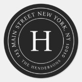 Zuhause Address Modern Simple Chic Family Monogram Runder Aufkleber (Vorderseite)