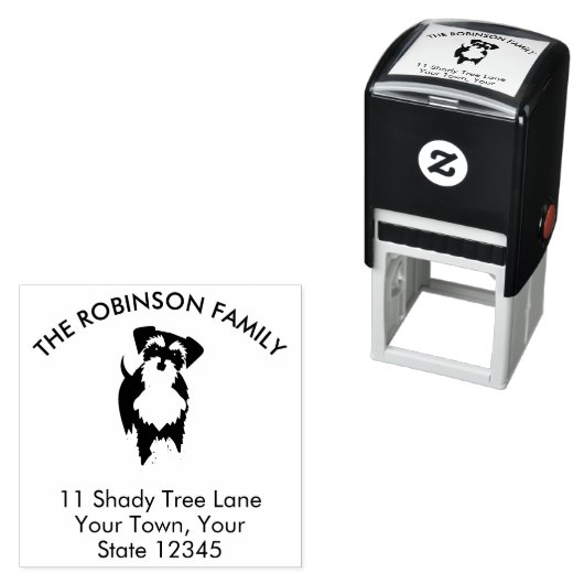 Zuhause-Adresse der Familie Schnauzer Dog Permastempel (Beispiel)