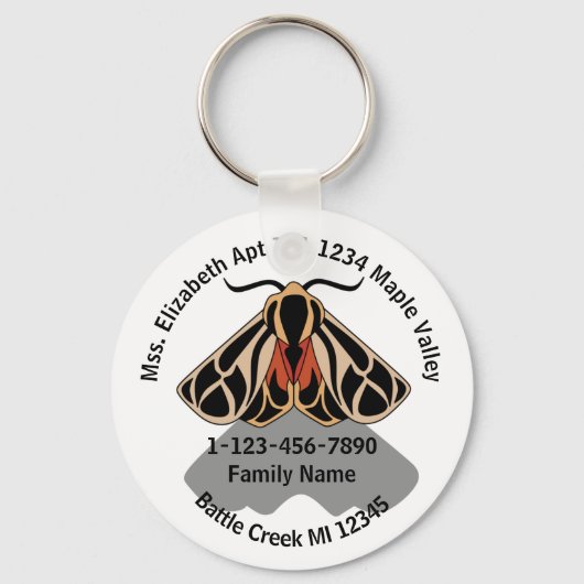 Zuhause-Adresse der gestorbenen Tiger Moth Family Schlüsselanhänger (Vorderseite)