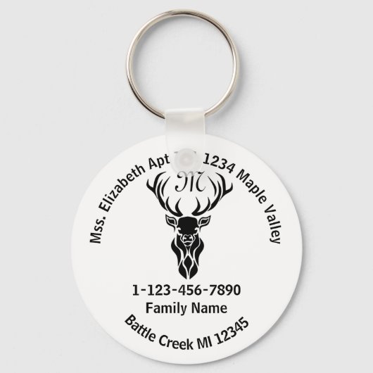 Zuhause-Adresse der Lost-Stag-Monogram-Familie Schlüsselanhänger (Vorderseite)