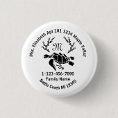 Zuhause-Adresse der Sea Turtle Monogram Familie Button (Vorderseite)
