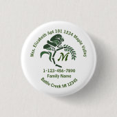 Zuhause-Adresse der verlassenen Grasshopper-Famili Button (Vorderseite)