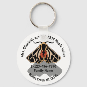 Zuhause-Adresse der verlorenen Tiger Moth-Familie Schlüsselanhänger