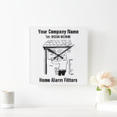 Zuhause Alarm Cartoon Quadratische Wanduhr (Zuhause)