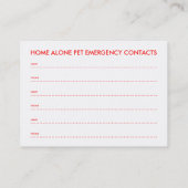 Zuhause-Alleinstehende Haustiere Visitenkarte (Rückseite)