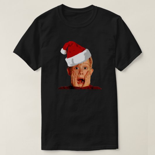 Zuhause Alone Weihnachtsmannmütze T - Shirt Macaul (Design vorne)
