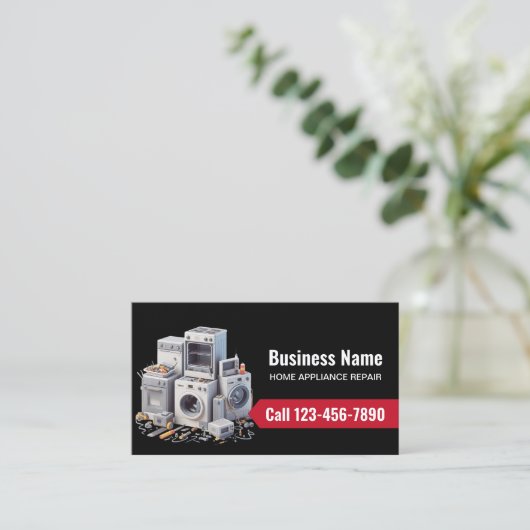 Zuhause Appliance Reparaturservice Beruflich Black Visitenkarte (Stehend Vorderseite)