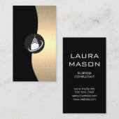Zuhause Architect Logo | Gold Luxe Monogram Visitenkarte (Vorne/Hinten)