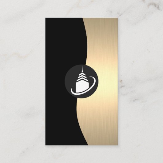 Zuhause Architect Logo | Gold Luxe Monogram Visitenkarte (Vorderseite)
