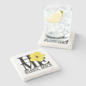 ZUHAUSE Atlantic Beach Gelber Hibiskus Steinuntersetzer (Seitenansicht)