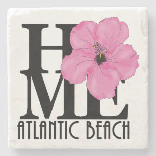 ZUHAUSE Atlantic Beach rosa Hibiskus Steinuntersetzer