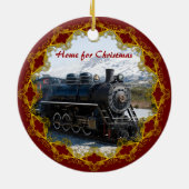 Zuhause auf dem Zug für Weihnachtsfeier Keramikornament (Hinten)