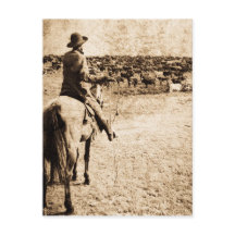 Zuhause auf der Range Vintag Lone Cowboy Rancher