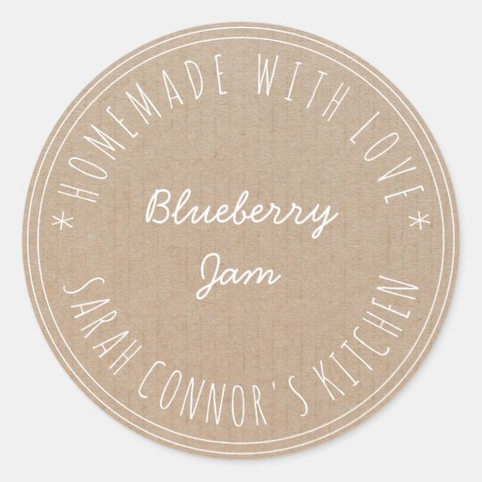 Zuhause aus Liebe Blueberry Jam Kraft Paper Runder Aufkleber (Vorderseite)