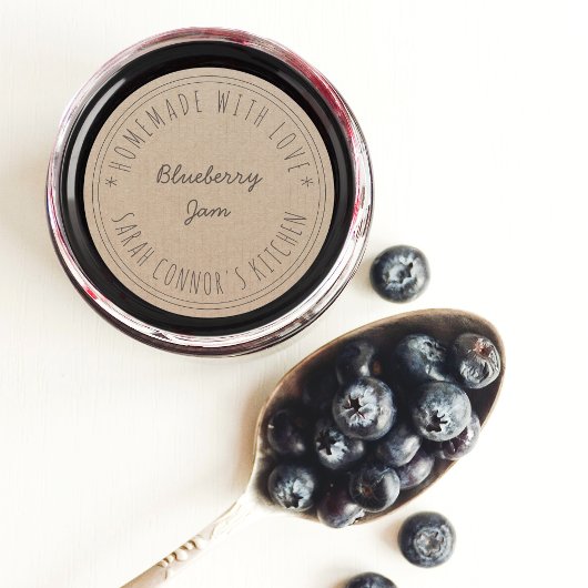 Zuhause aus Liebe Blueberry Jam Kraft Paper Runder Aufkleber
