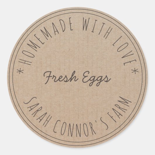 Zuhause aus Liebe Fresh Eggs Kraft Paper Classic Runder Aufkleber (Vorderseite)