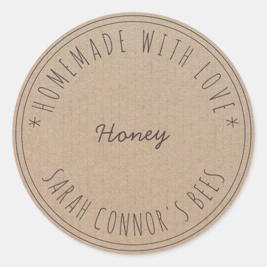 Zuhause aus Liebe Honey Kraft Paper Runder Aufkleber (Vorderseite)