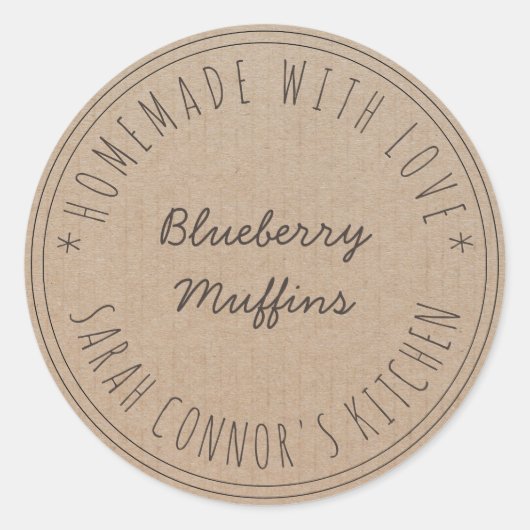 Zuhause aus Liebe Muffins Kraft Baking Kraft Runder Aufkleber (Vorderseite)