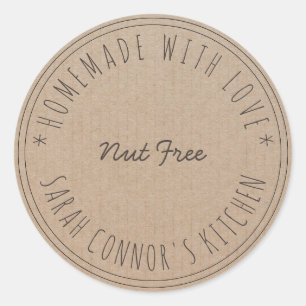 Zuhause aus Liebe Nut Free Kraft Paper Runder Aufkleber