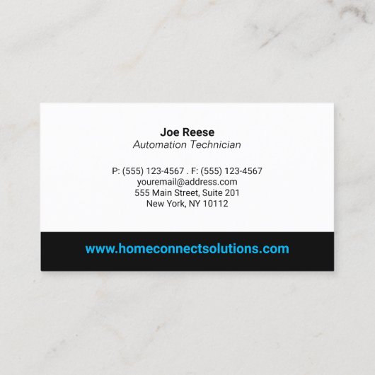 Zuhause Automation Technician Black Business Card Visitenkarte (Rückseite)