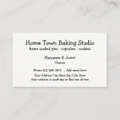 Zuhause-Backen und Bäckerei Businescards Visitenkarte (Rückseite)
