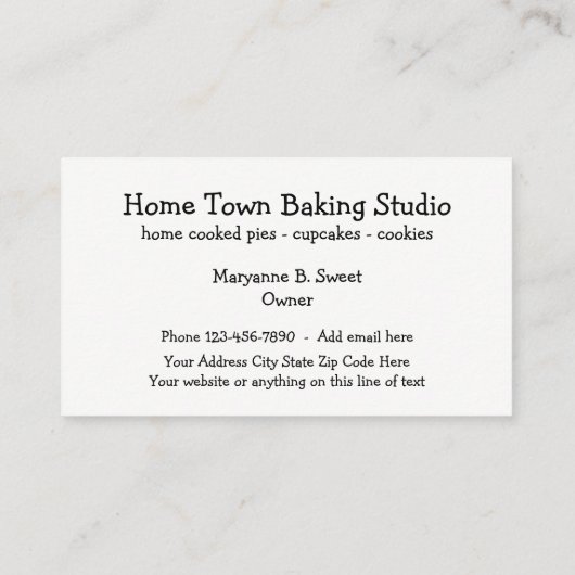 Zuhause-Backen und Bäckerei Businescards Visitenkarte (Rückseite)