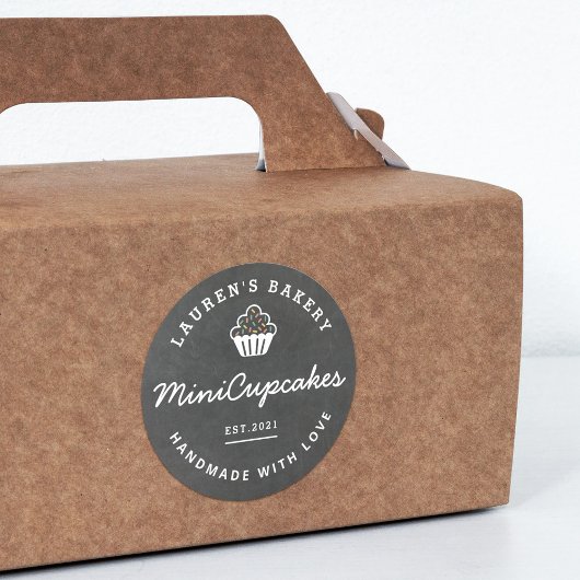 Zuhause-Bäckerei Logo hausgemachte Cupcakes Chalkb Runder Aufkleber