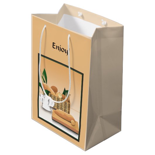 Zuhause Baked Bakery Geschenktasche Mittlere Geschenktüte (Rückseite Schrägansicht)