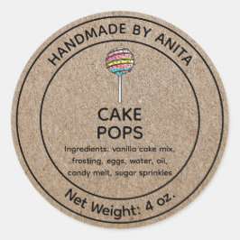 Zuhause Baked Cake Pop Label Kraft Runder Aufkleber