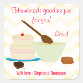 Zuhause Baked Goodies Geschenktafel Quadratischer Aufkleber (Vorderseite)